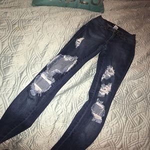 Fashion Nova High-Waisted Distressed Jeans